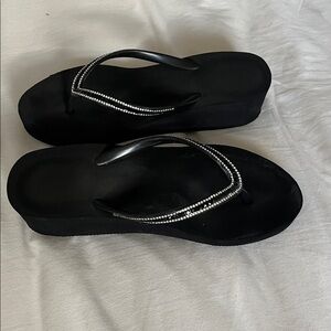 Zara Black Platform Sandals with Silver & black Accents